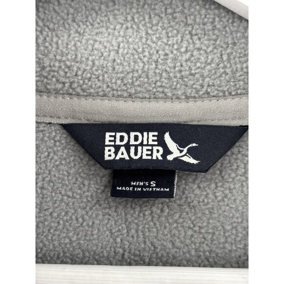 Eddie Bauer Pullover Sweater Mens Small Gray Snap Buttons Front Pocket Logo Knit - Picture 6 of 16